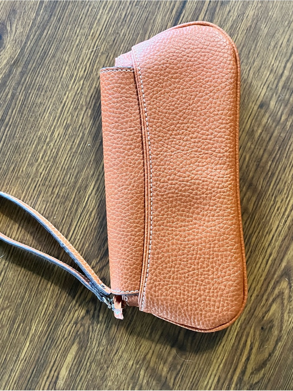 Tommy Hilfiger Like New Brown Leather Wristlet Clutch Baguette - Picture 5 of 7